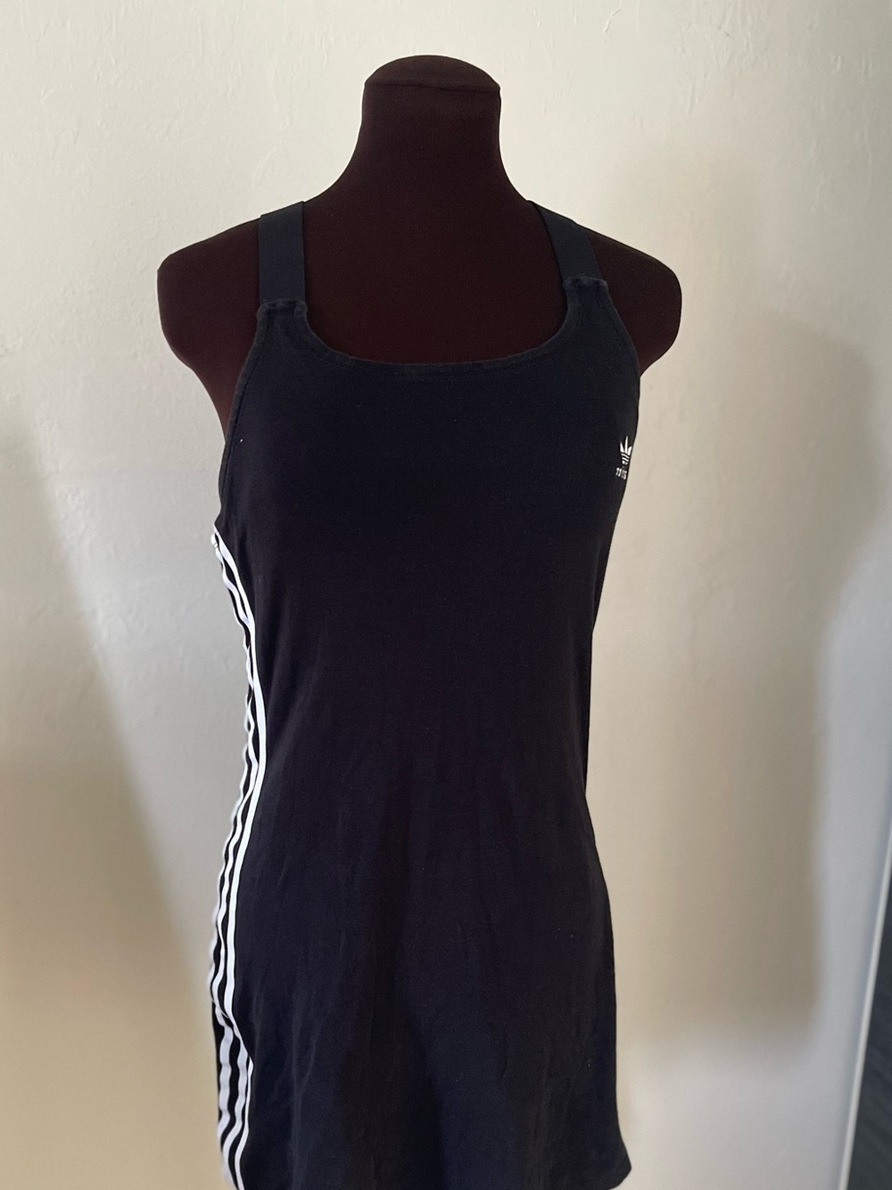 adidas Black Tank Dress with White Side Stripes athletic medium